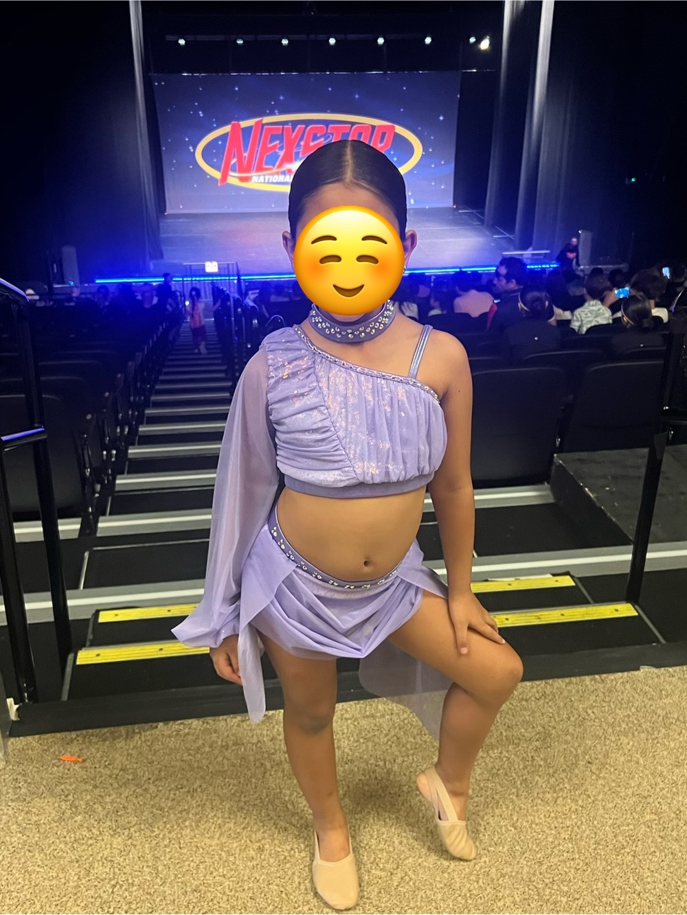 Revolution Lavender Asymmetrical Dance Costume with Chiffon Overlay